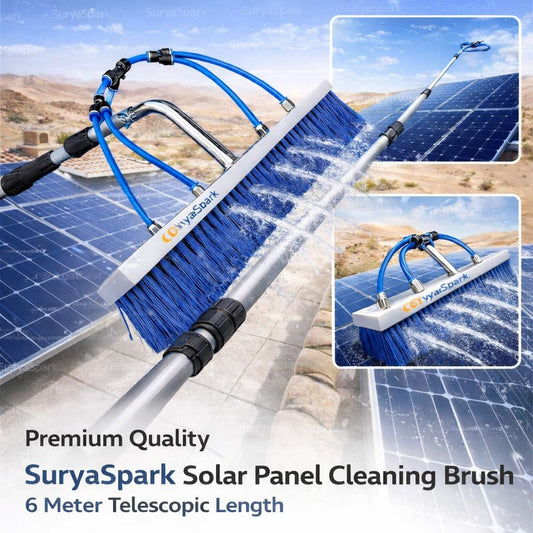 Solar Panel Cleaning Brush Kit Heavy-Duty Nylon Water Brush with PU Pipe & Aluminium Flexible Telescopic Pole 2M to 6M for Solar Panels (6 Meter, Blue)